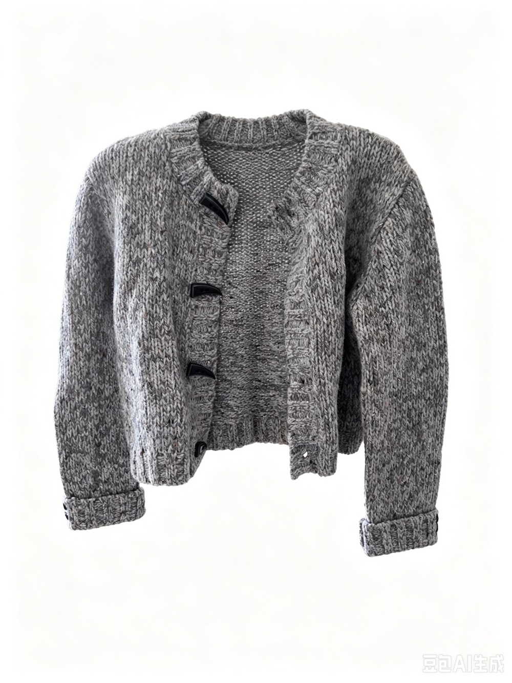 Petite Studio Gray Marled Chunky Knit Cardigan